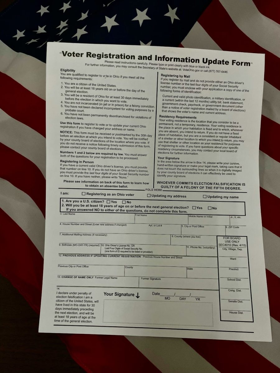 A voting registration form