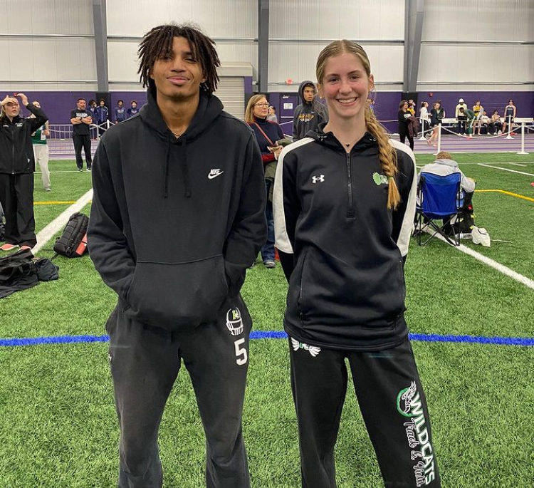 Jayden Thompson and Natlie Kiefer at indoor track meet.