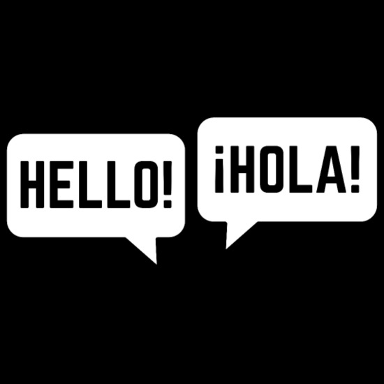 Speech Bubbles that read hola and hello.