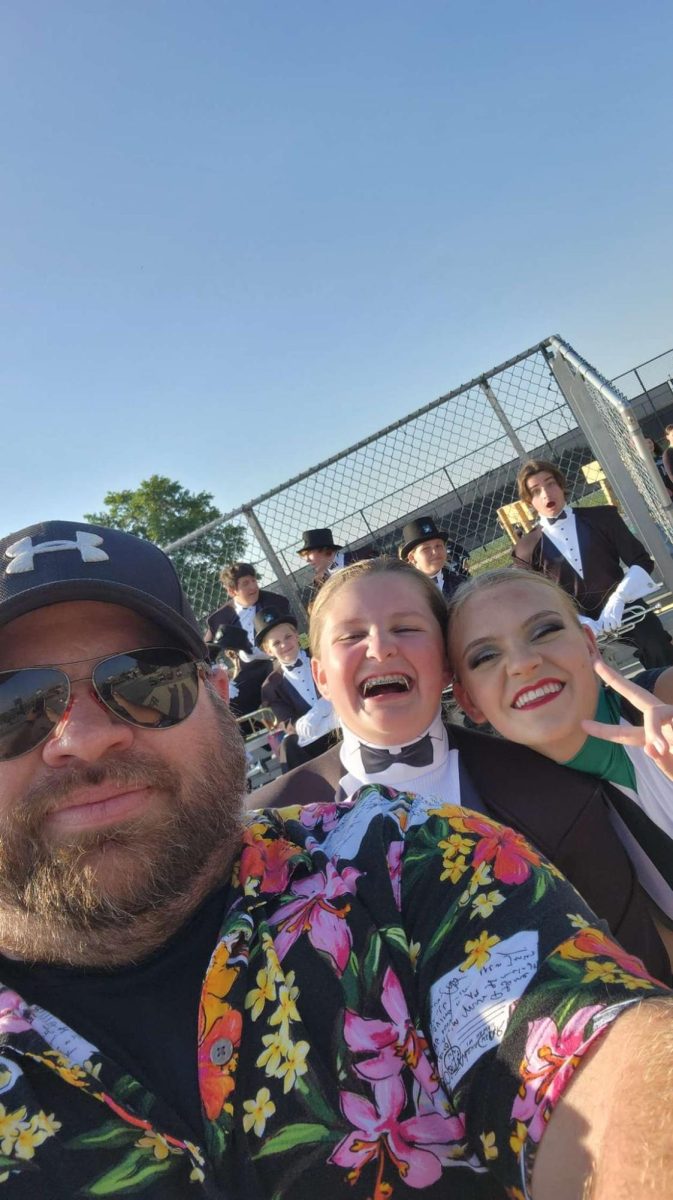 Members of the Marching Band enjoy the day with Band Director Mr. Brian Egan.