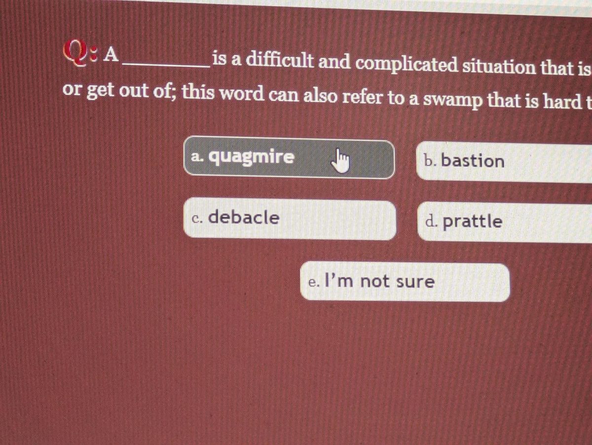 Casey Bertsch working diligently on the only real assignment he did during the remote day: Membean. The answer is quagmire, which he did, in fact, get right. 