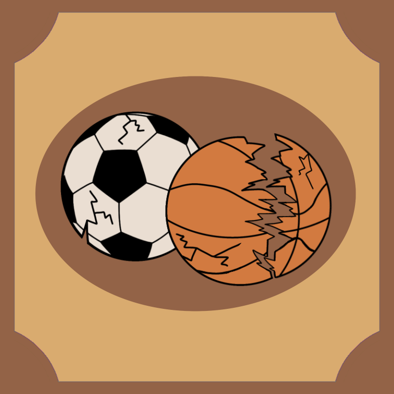 Broken sports balls symbolizing athletes getting injured.