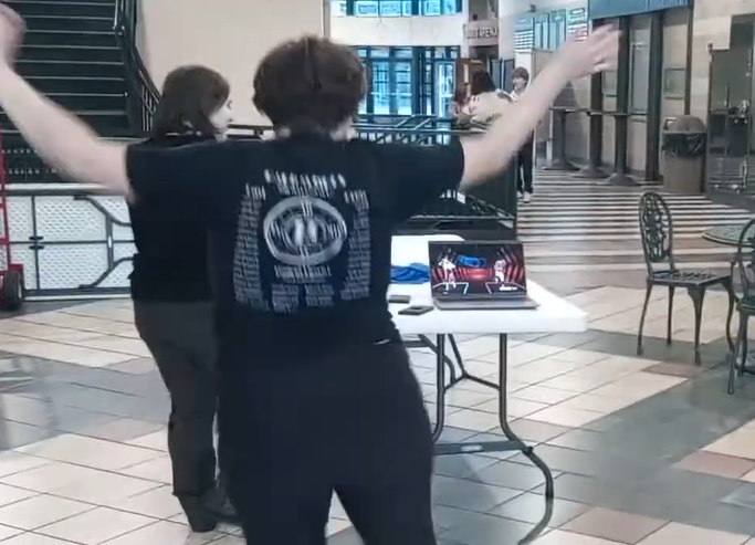 Harrison Drama Club crew doing Just Dance