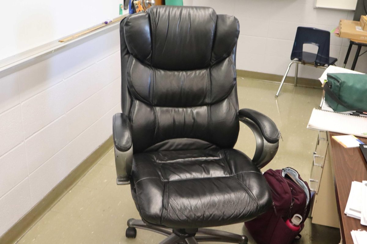 Ms. Purcell's chair is the winner! She got it from Mrs. Hinterlong when she retired, and it is the GOAT of teacher chairs.