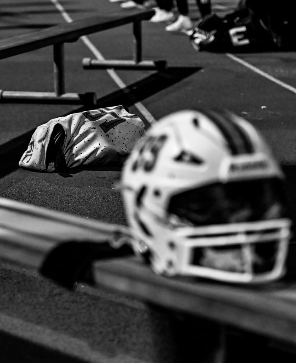 Logan Whites helmet and Shoulder pads after getting surgery and not being able to play the game he loves no more.
