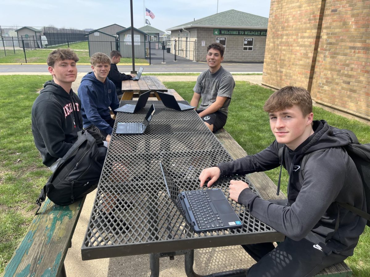 Juniors Colton Matheny, Liam Ringle, Ricky Haun, Julian Lambert, and Connor Niehaus actually voted to stay and work in the classroom, but that's how democracy works, baby. 