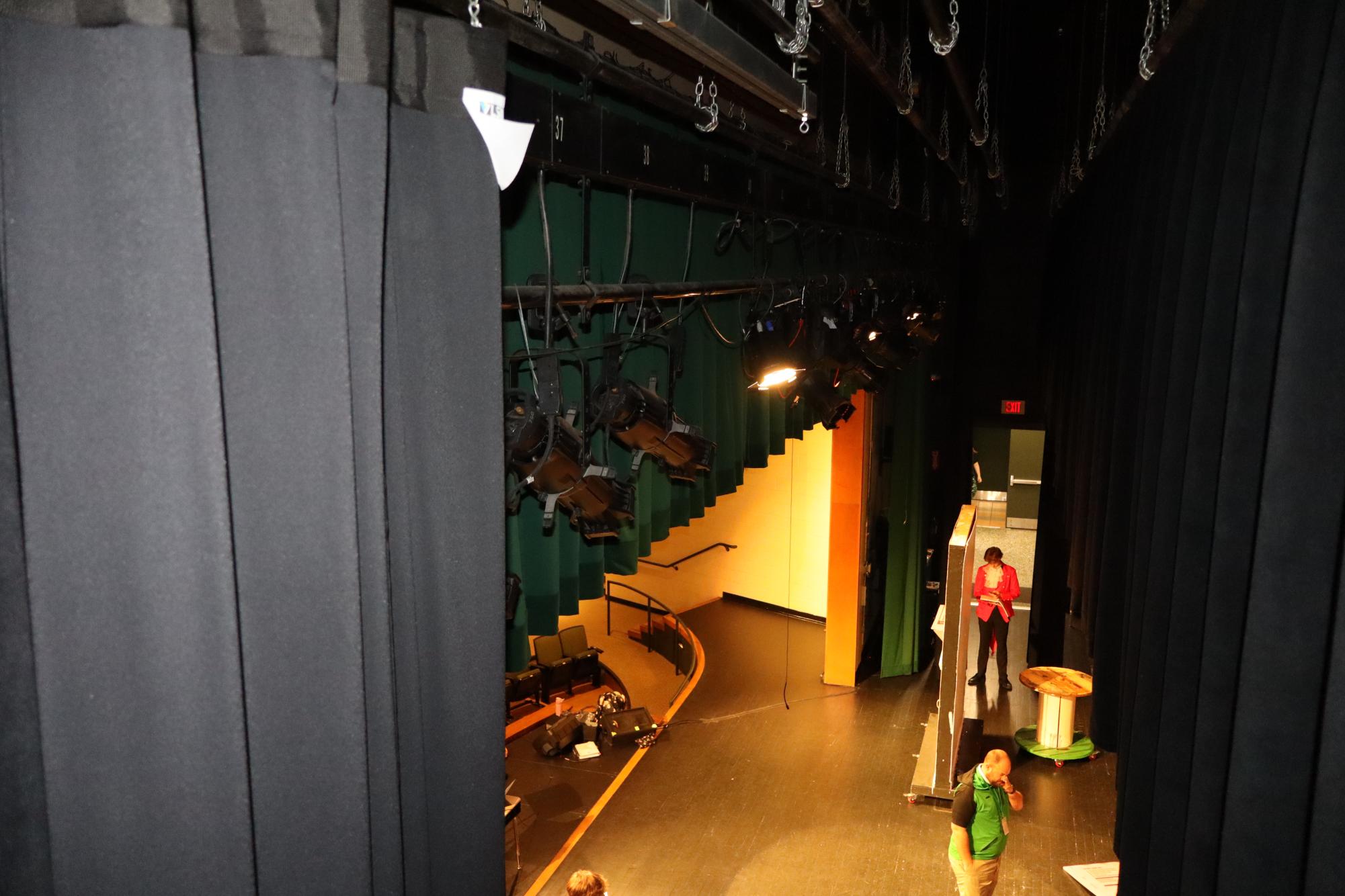 Batten balcony view overlooking an Into the Woods rehearsal