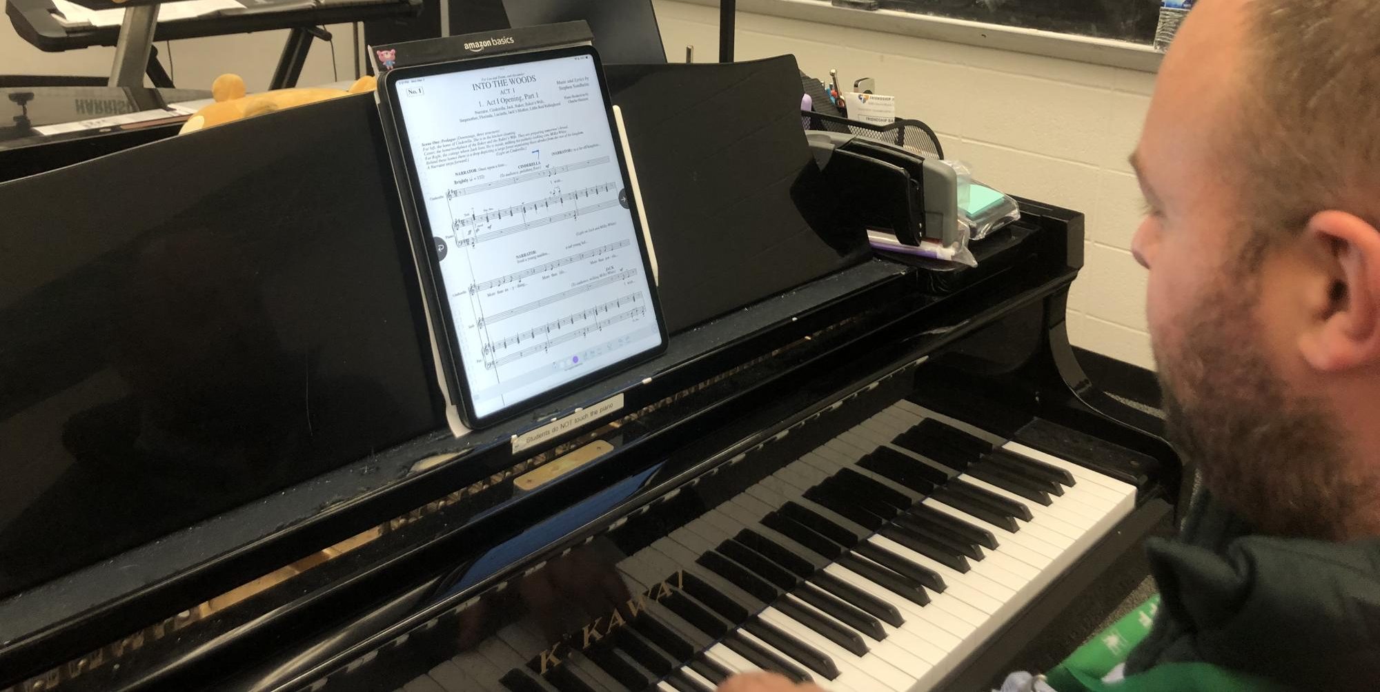 Music Director Mr. Hutcherson teaching the 14-minute Prologue to the cast