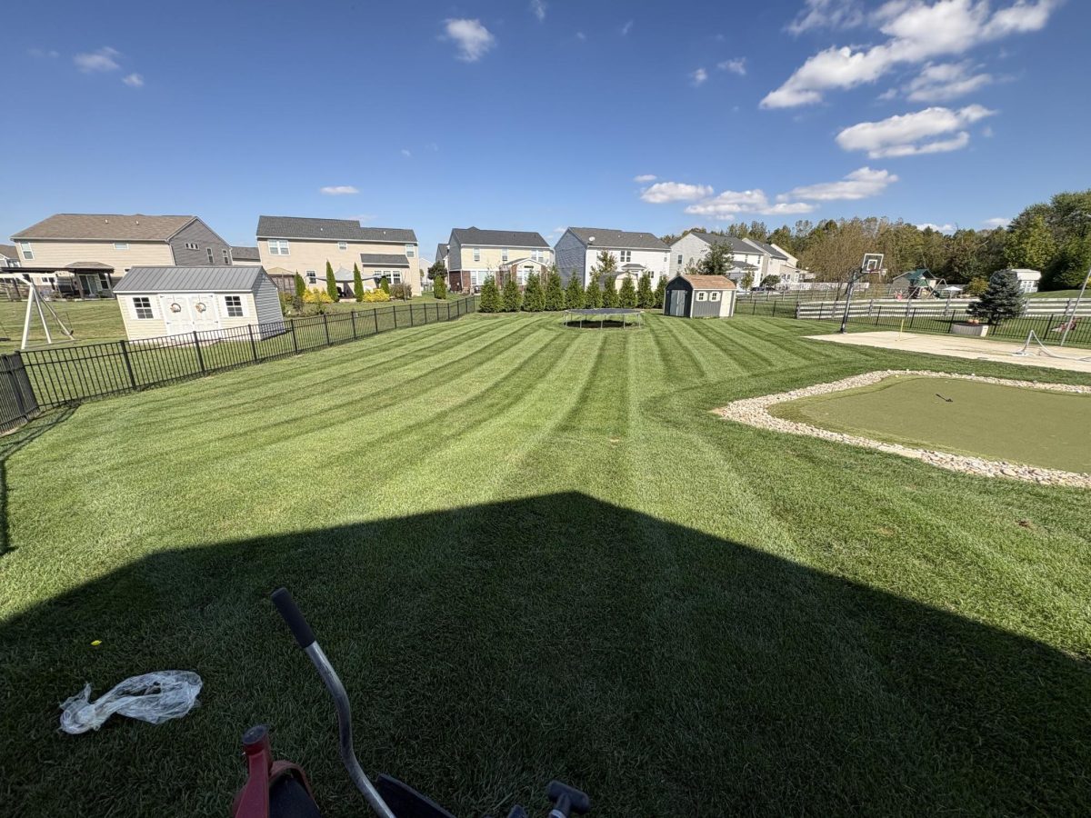Senior Zeb Warrington being behind on classwork decides cutting grass was the "better option".