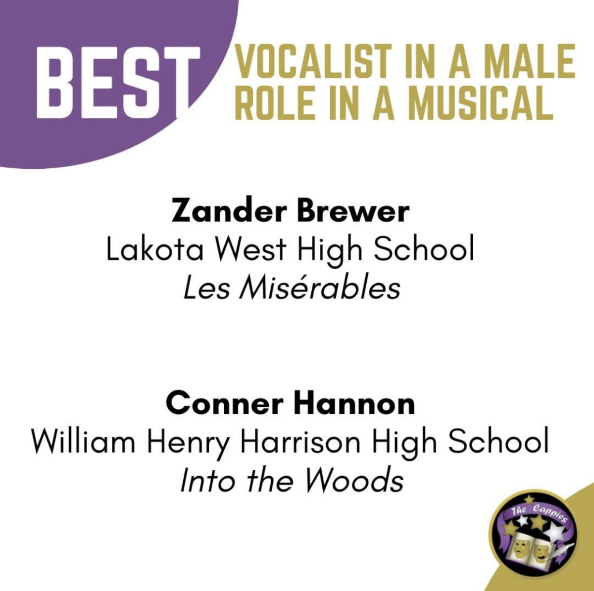 We are excited for Conner Hannon's nomination of his role as Cinderella's Prince!