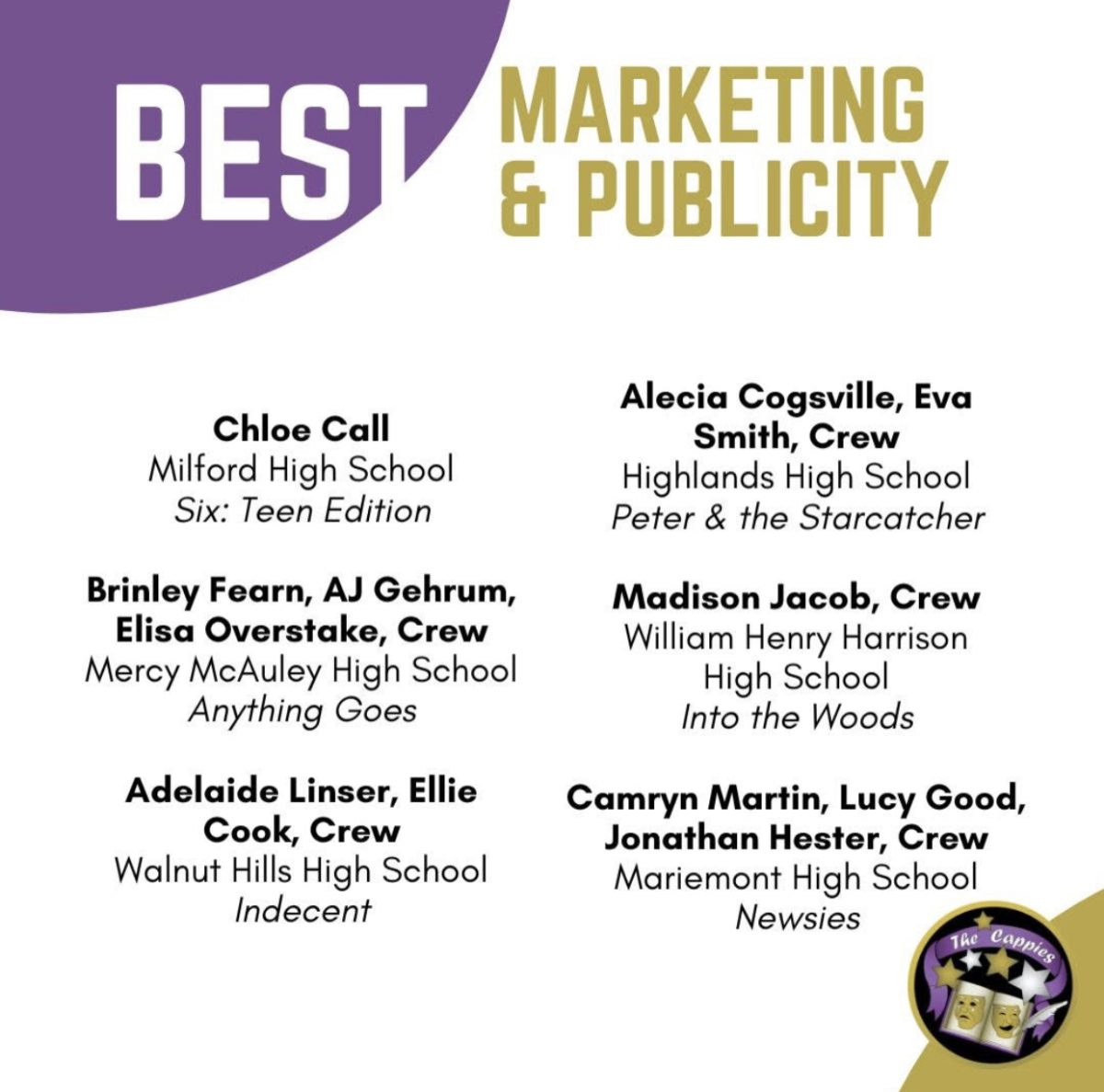 We are proud of Madison Jacob and her crew for their nomination for the best marketing and publicity!
